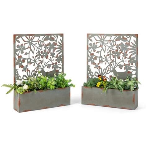 retha 10-piece metal planter box set with trellis|target tangkula planter box.